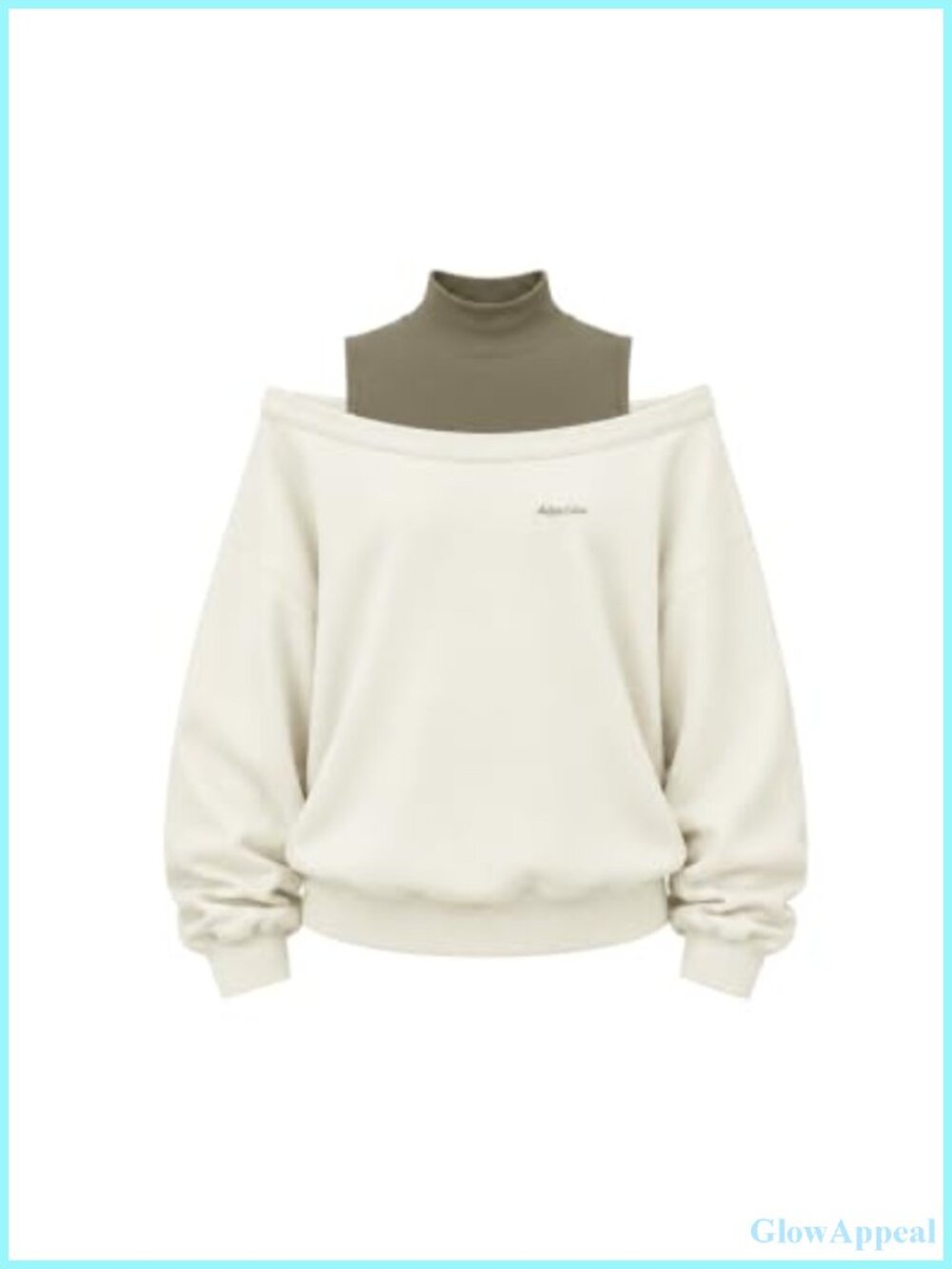 Womens Off Shoulder Mock Neck Boxy Sweatshirt Color Block Pullover